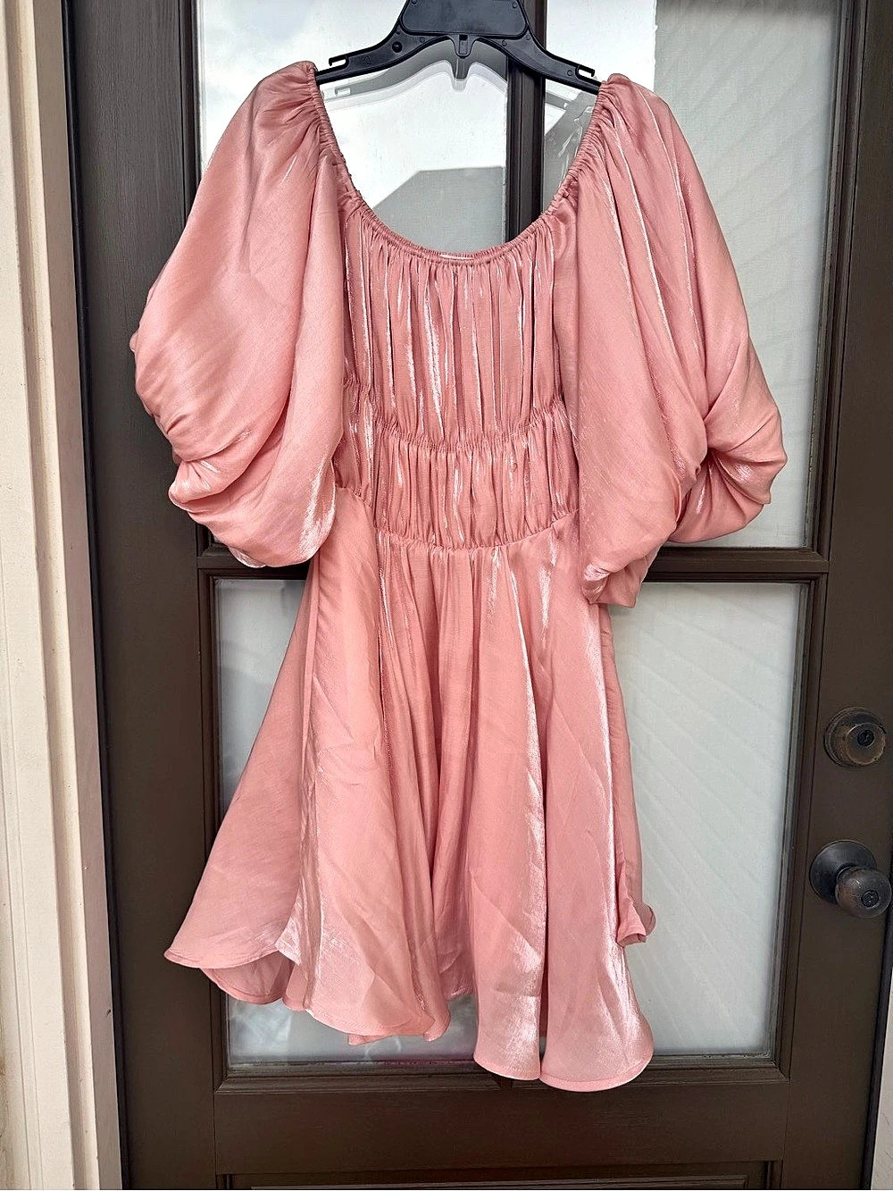 Merci Pink Puff Sleeve Mini Dress